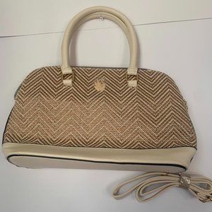 Cream woven straw white handbag